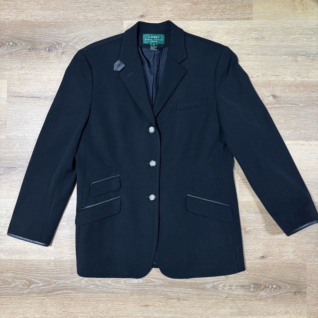 Vintage Luxury Ralph Lauren Blazer Black Wool Equestrian Blazer Horse Button